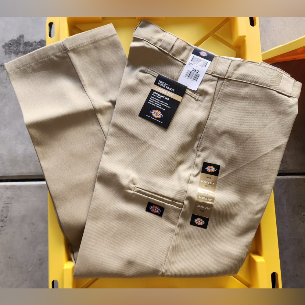 👖Dickies Men's Loose Fit Double Knee Twill Work Pants - Khaki - Size 38x32